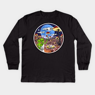 Psychedelic Magic Mushrooms Aliens Kids Long Sleeve T-Shirt